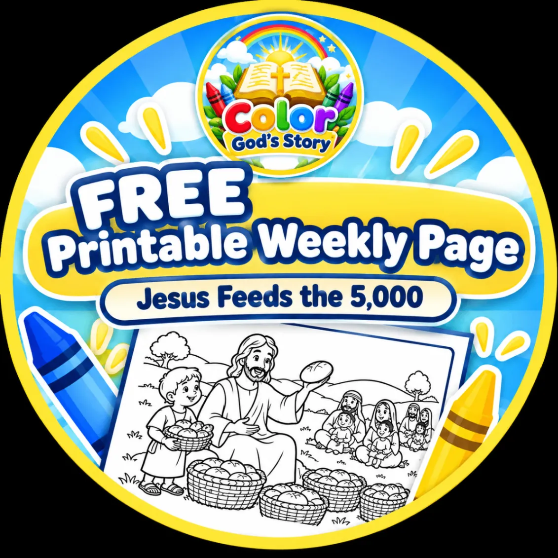Free printable weekly page graphic for Jesus Feeds the 5,000